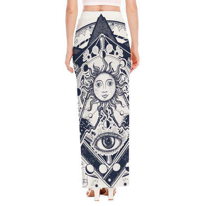 Vintage Masonic Freemasonry Print High Slit Maxi Skirt