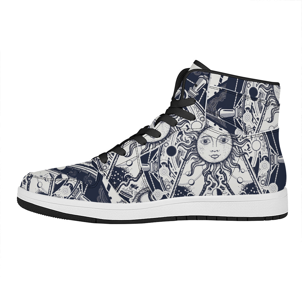 Vintage Masonic Freemasonry Print High Top Leather Sneakers