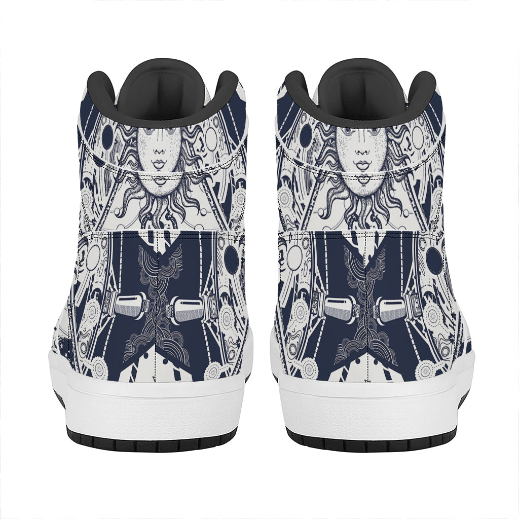 Vintage Masonic Freemasonry Print High Top Leather Sneakers