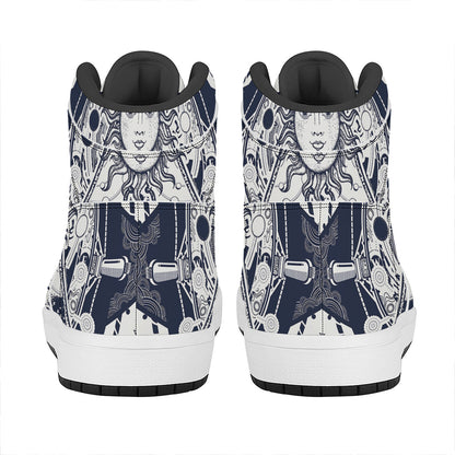 Vintage Masonic Freemasonry Print High Top Leather Sneakers