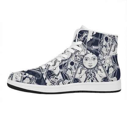 Vintage Masonic Freemasonry Print High Top Leather Sneakers