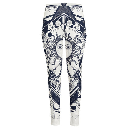 Vintage Masonic Freemasonry Print High-Waisted Pocket Leggings