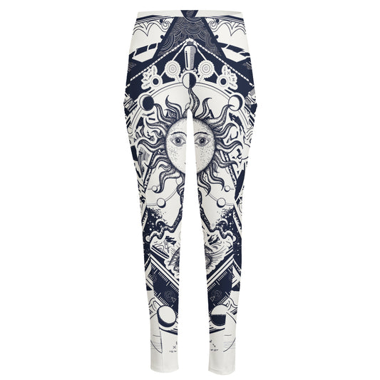 Vintage Masonic Freemasonry Print High-Waisted Pocket Leggings