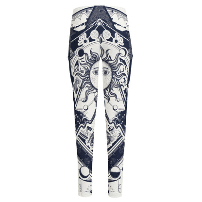 Vintage Masonic Freemasonry Print High-Waisted Pocket Leggings