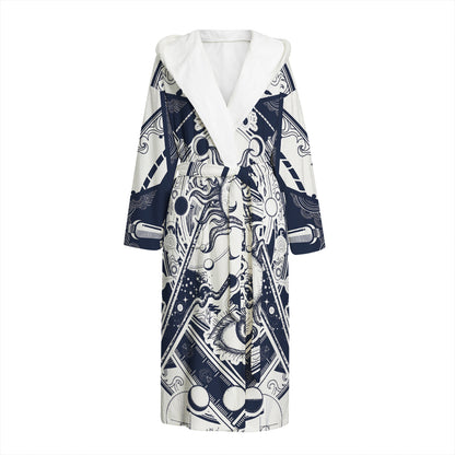 Vintage Masonic Freemasonry Print Hooded Bathrobe