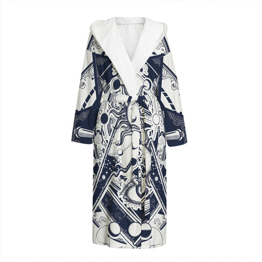Vintage Masonic Freemasonry Print Hooded Bathrobe
