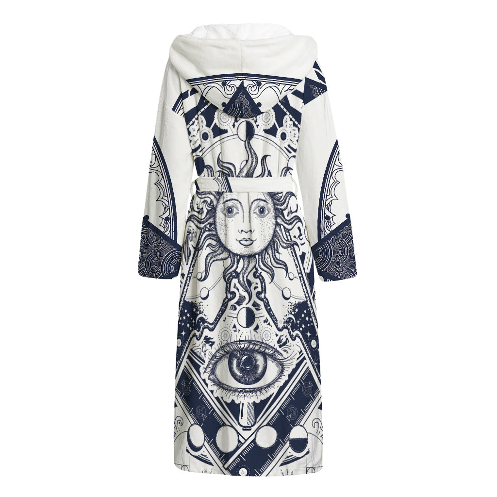 Vintage Masonic Freemasonry Print Hooded Bathrobe