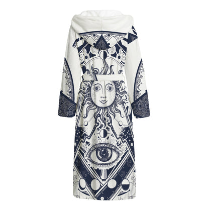 Vintage Masonic Freemasonry Print Hooded Bathrobe