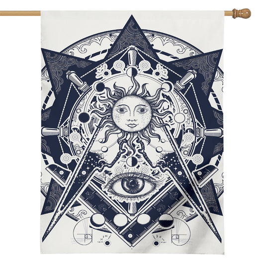 Vintage Masonic Freemasonry Print House Flag