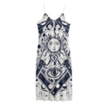 Vintage Masonic Freemasonry Print Jersey Midi Cami Dress