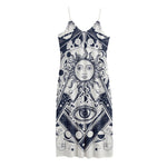 Vintage Masonic Freemasonry Print Jersey Midi Cami Dress
