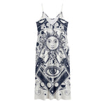 Vintage Masonic Freemasonry Print Jersey Midi Cami Dress