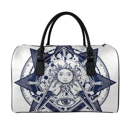 Vintage Masonic Freemasonry Print Leather Duffle Bag