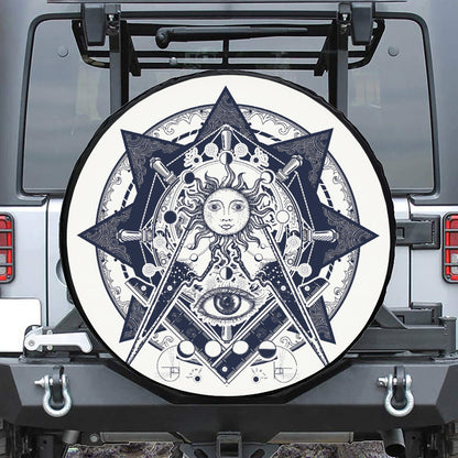 Vintage Masonic Freemasonry Print Leather Spare Tire Cover