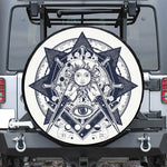 Vintage Masonic Freemasonry Print Leather Spare Tire Cover