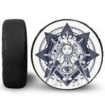 Vintage Masonic Freemasonry Print Leather Spare Tire Cover