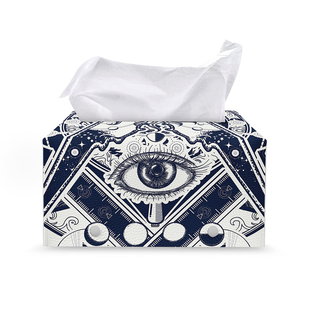 Vintage Masonic Freemasonry Print Leather Tissue Box Cover