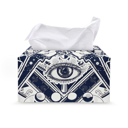 Vintage Masonic Freemasonry Print Leather Tissue Box Cover