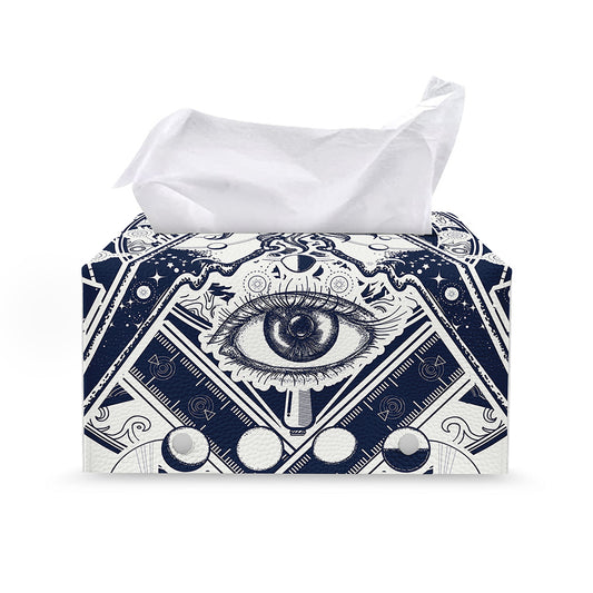 Vintage Masonic Freemasonry Print Leather Tissue Box Cover