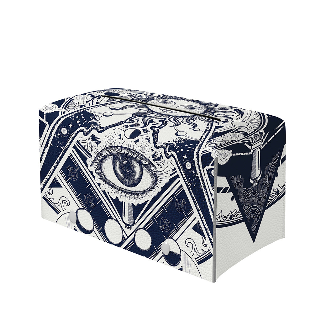 Vintage Masonic Freemasonry Print Leather Tissue Box Cover