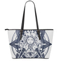 Vintage Masonic Freemasonry Print Leather Tote Bag With Zipper