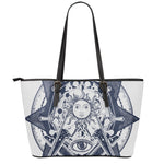 Vintage Masonic Freemasonry Print Leather Tote Bag