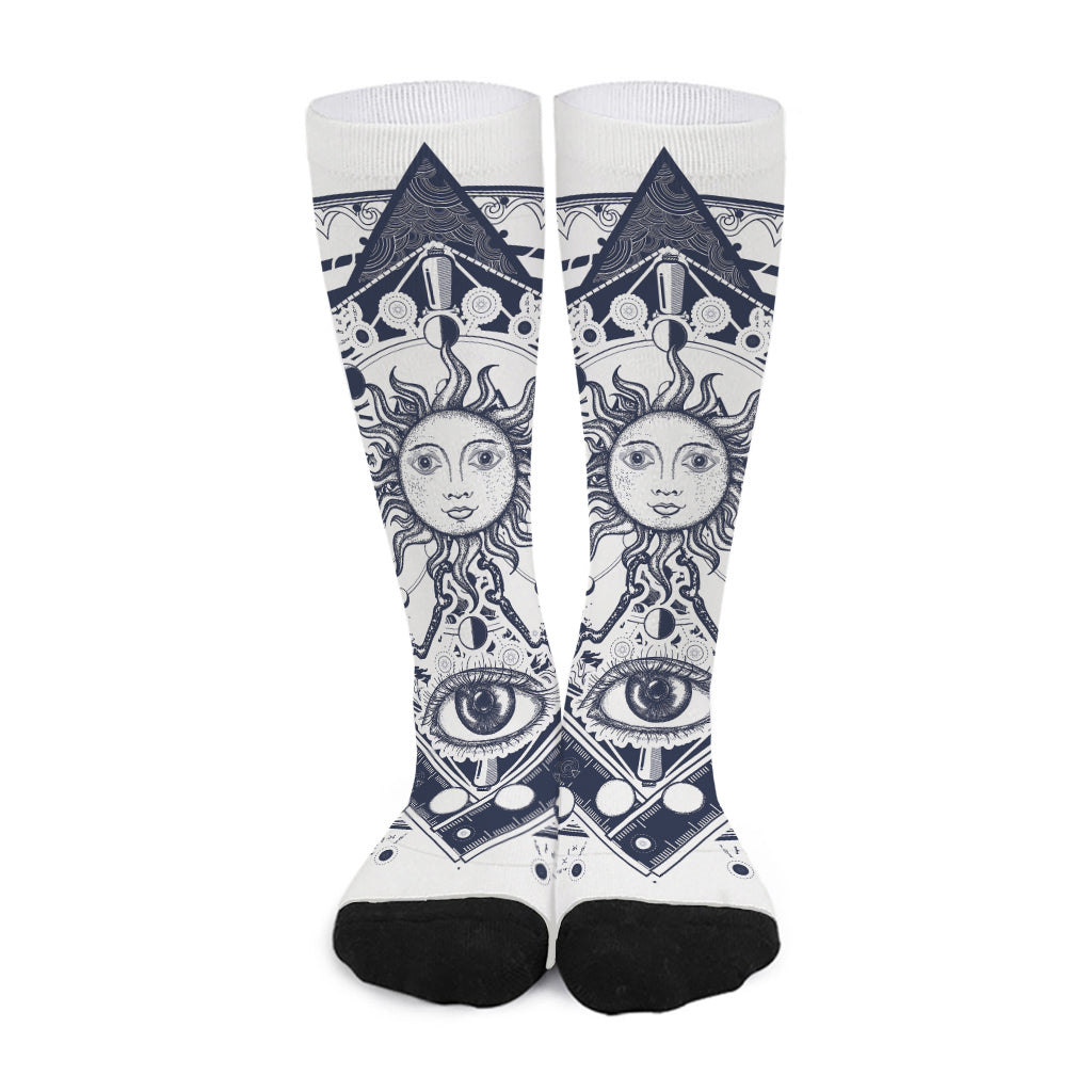 Vintage Masonic Freemasonry Print Long Socks
