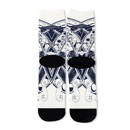Vintage Masonic Freemasonry Print Long Socks