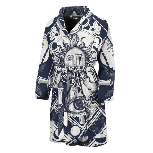 Vintage Masonic Freemasonry Print Men's Bathrobe