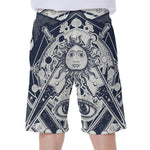 Vintage Masonic Freemasonry Print Men's Beach Shorts