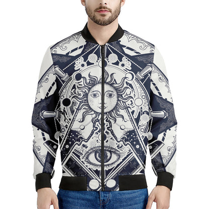 Vintage Masonic Freemasonry Print Men's Bomber Jacket
