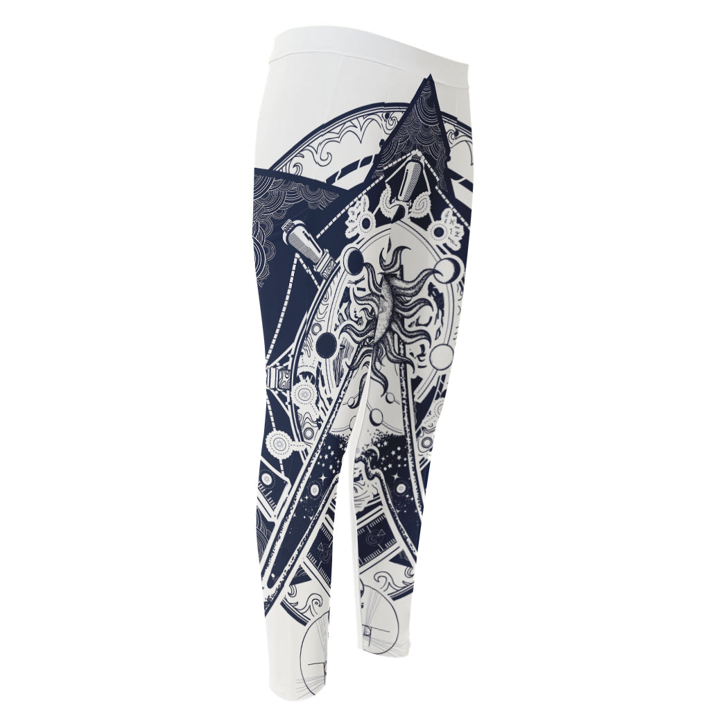 Vintage Masonic Freemasonry Print Men's Compression Pants