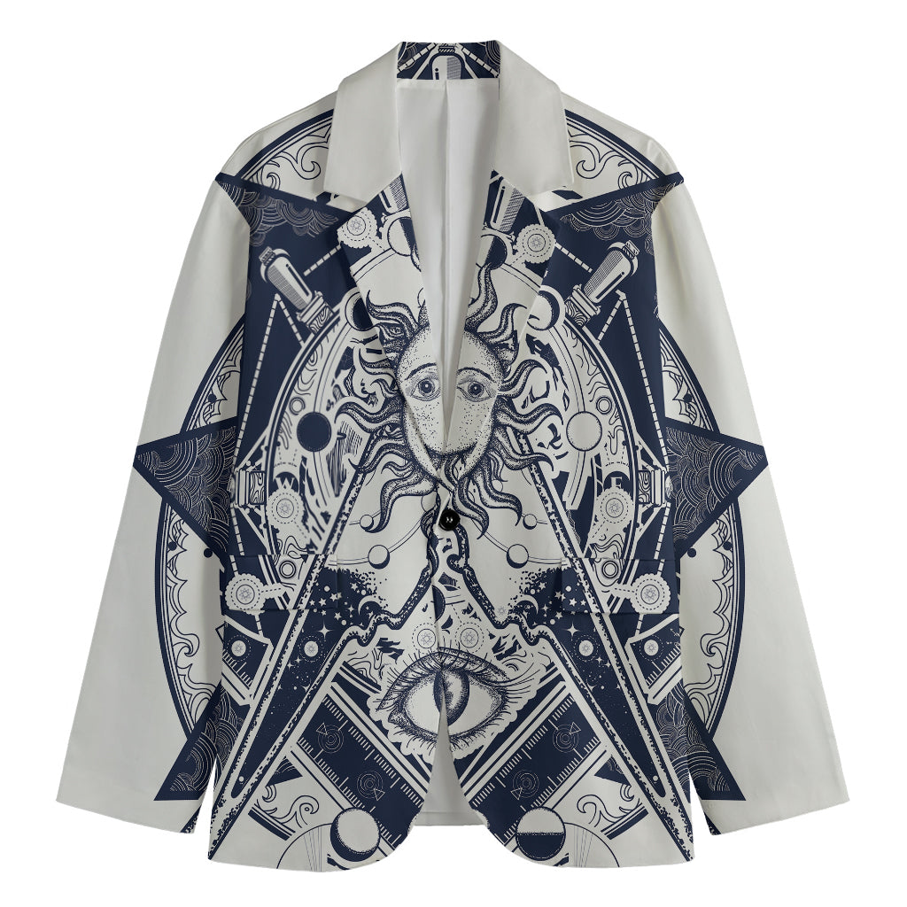 Vintage Masonic Freemasonry Print Men's Cotton Blazer