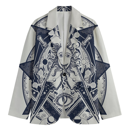 Vintage Masonic Freemasonry Print Men's Cotton Blazer