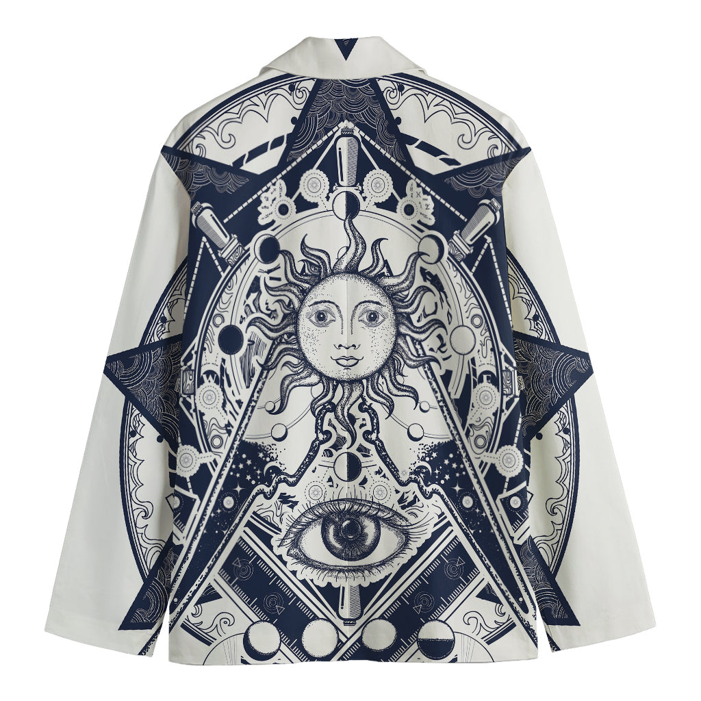 Vintage Masonic Freemasonry Print Men's Cotton Blazer