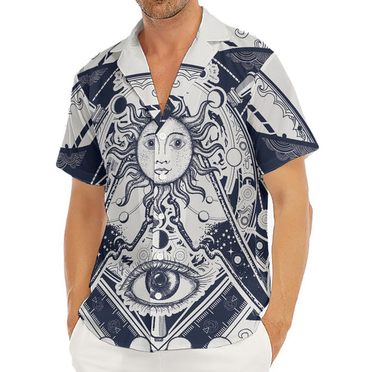 Vintage Masonic Freemasonry Print Men's Deep V-Neck Shirt