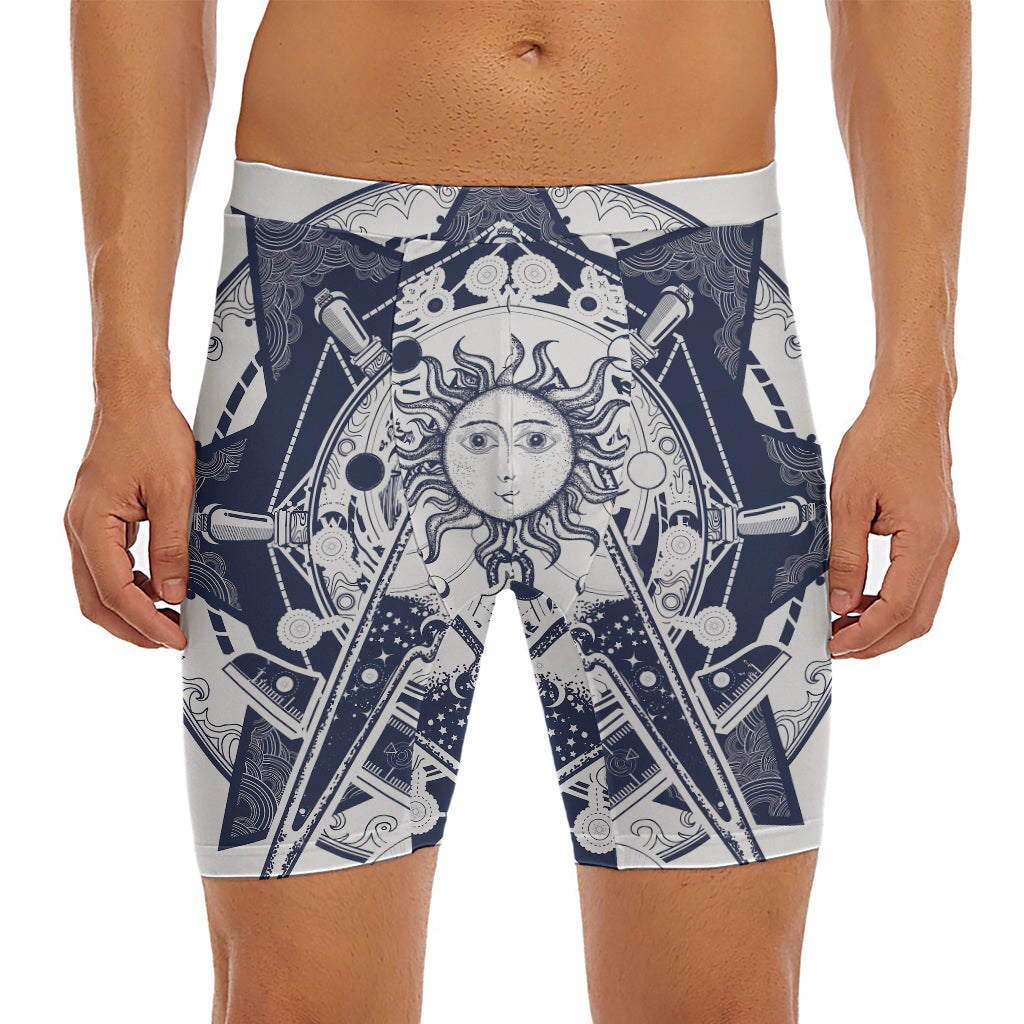 Vintage Masonic Freemasonry Print Men's Long Boxer Briefs