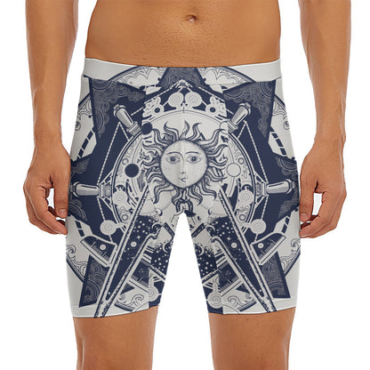 Vintage Masonic Freemasonry Print Men's Long Boxer Briefs