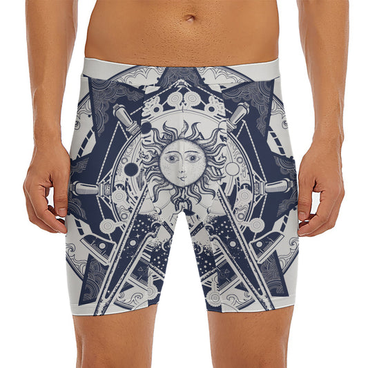 Vintage Masonic Freemasonry Print Men's Long Boxer Briefs