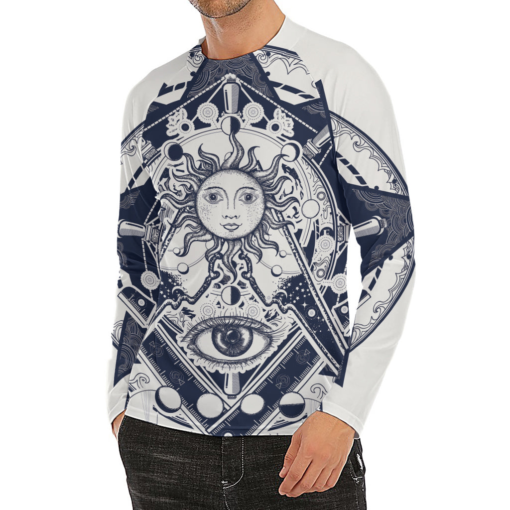Vintage Masonic Freemasonry Print Men's Long Sleeve Rash Guard