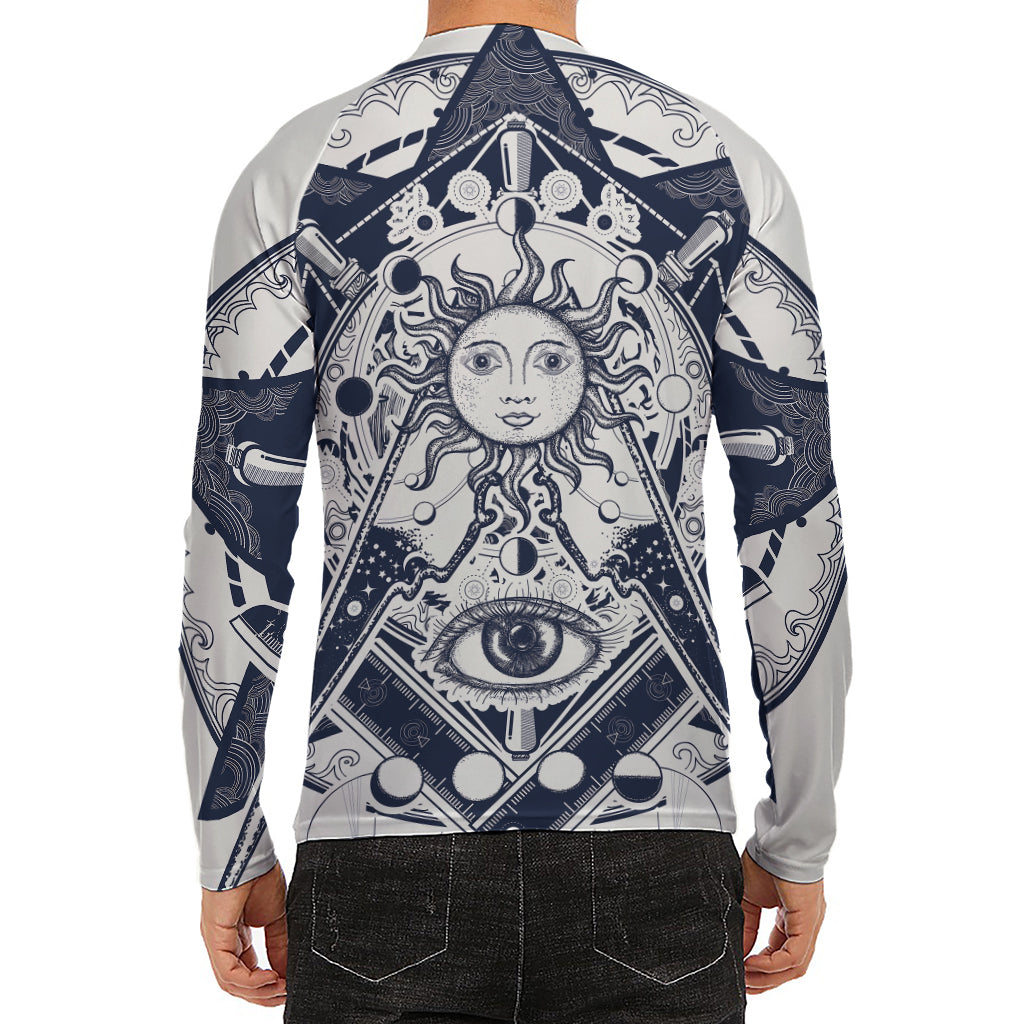 Vintage Masonic Freemasonry Print Men's Long Sleeve Rash Guard