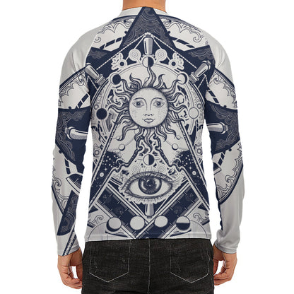 Vintage Masonic Freemasonry Print Men's Long Sleeve Rash Guard