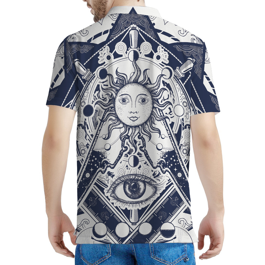 Vintage Masonic Freemasonry Print Men's Polo Shirt