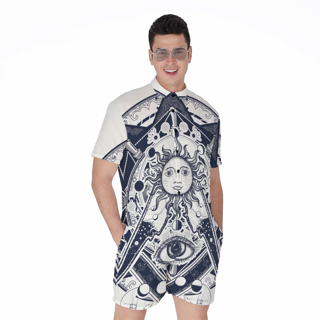 Vintage Masonic Freemasonry Print Men's Rompers