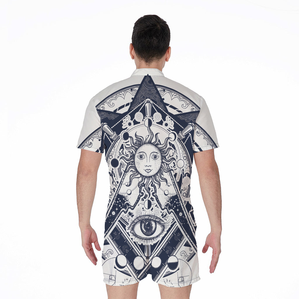 Vintage Masonic Freemasonry Print Men's Rompers