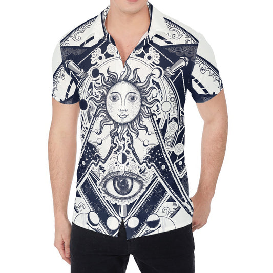 Vintage Masonic Freemasonry Print Men's Shirt