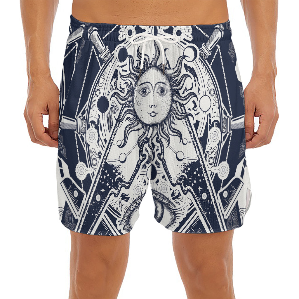 Vintage Masonic Freemasonry Print Men's Split Running Shorts