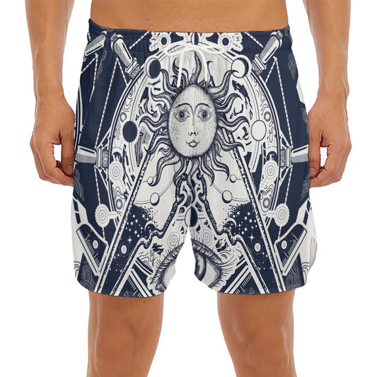 Vintage Masonic Freemasonry Print Men's Split Running Shorts