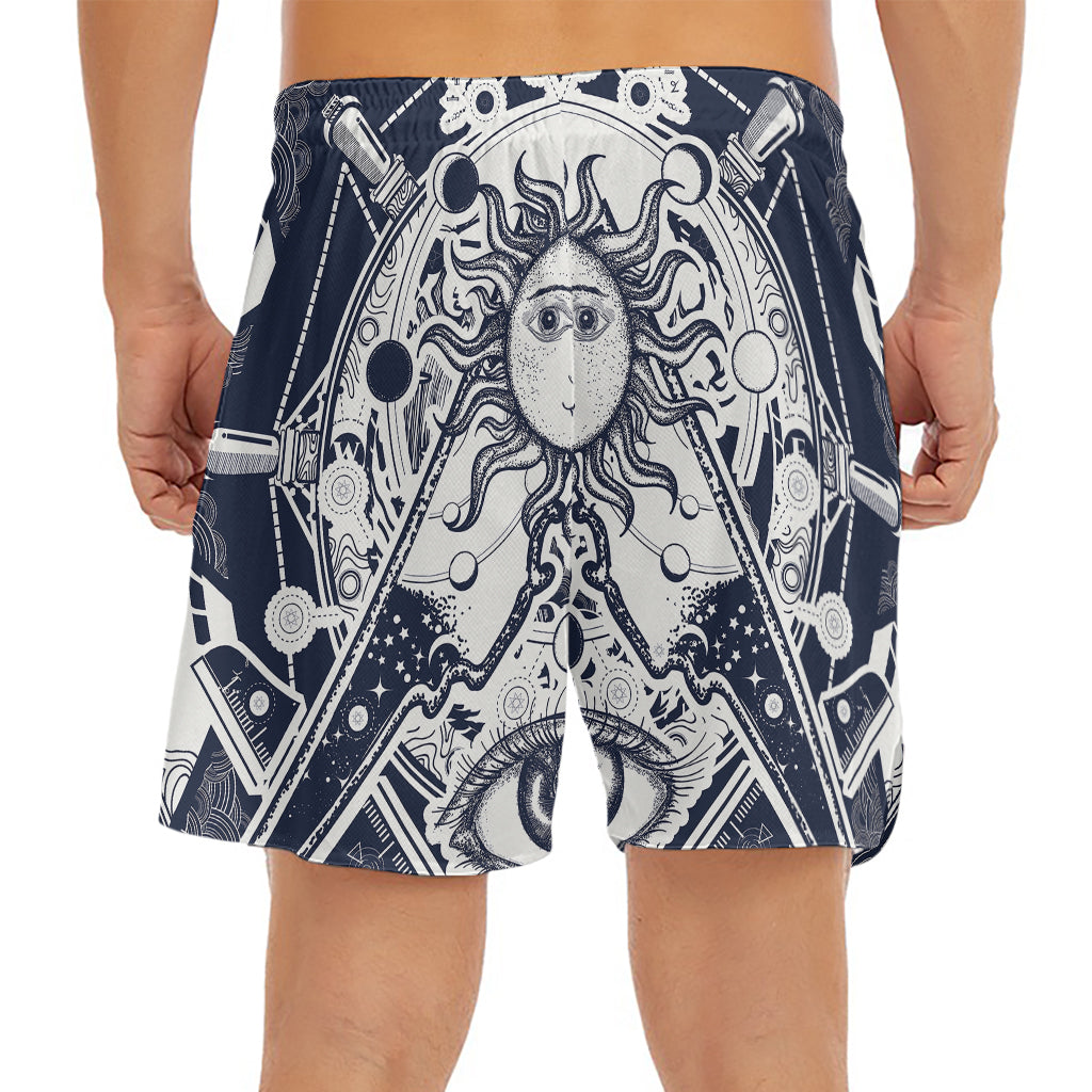 Vintage Masonic Freemasonry Print Men's Split Running Shorts