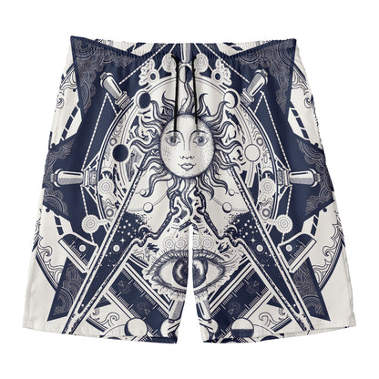 Vintage Masonic Freemasonry Print Men's Swim Trunks